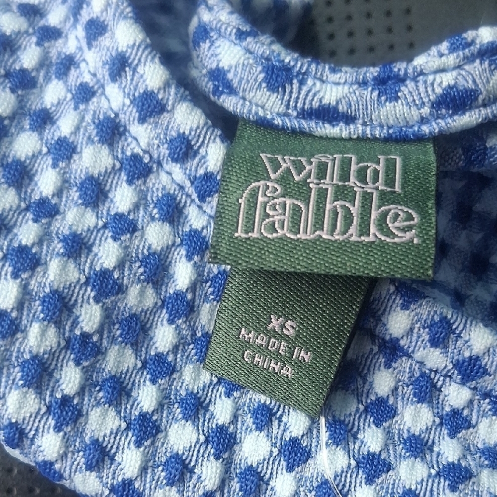 Wild Fable Blue Gingham Checkered Ruched Side Tie Tank Top XS NWT - Picture 6 of 7